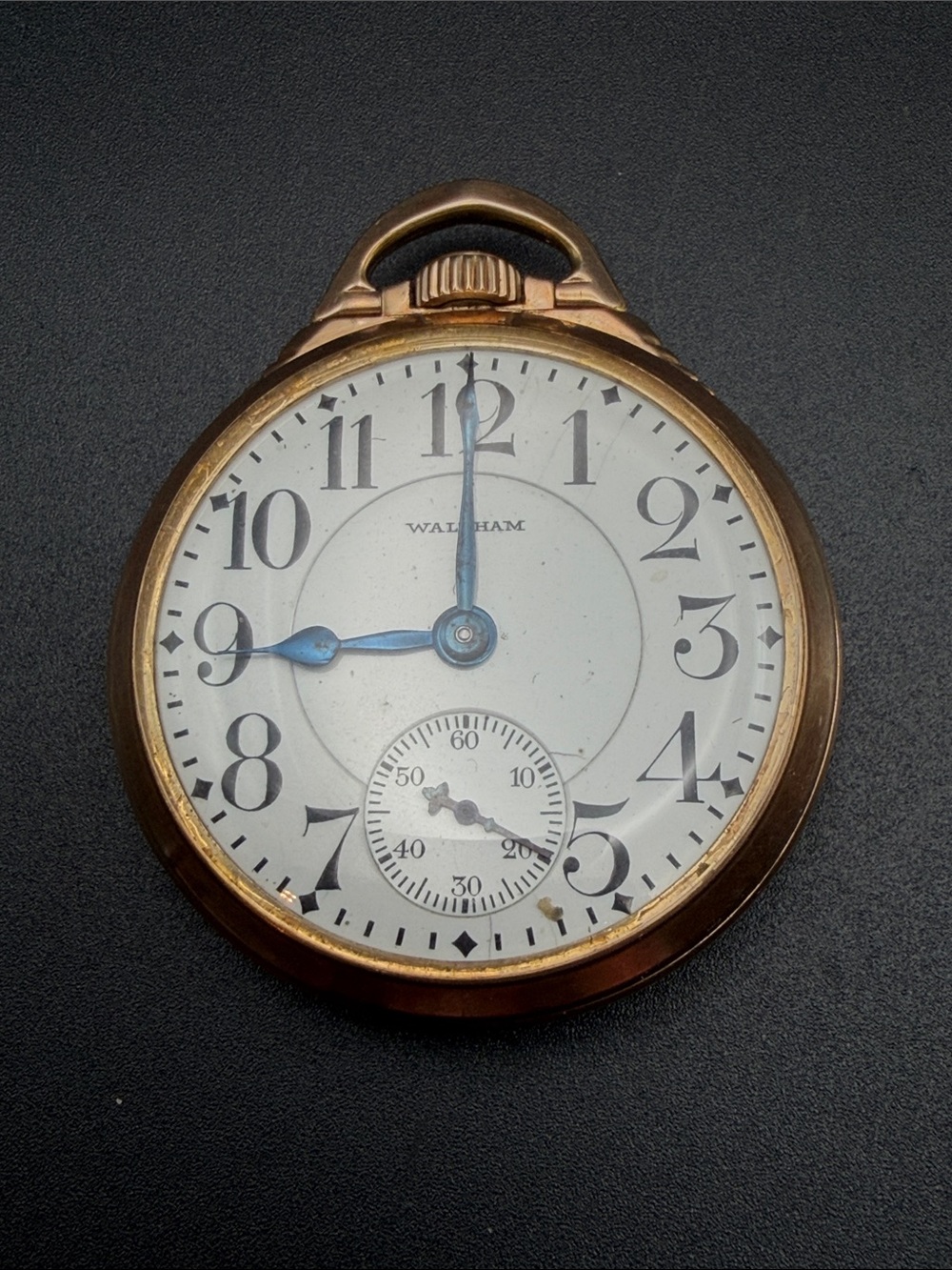 Waltham Crescent St 21J Pocket Watch 10K gold filled Works! #415 21 Jewel